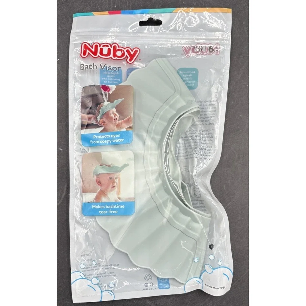 Nuby Baby Bath Hat Comfortable Soft Protects Face & Eyes Adjustable Strap New